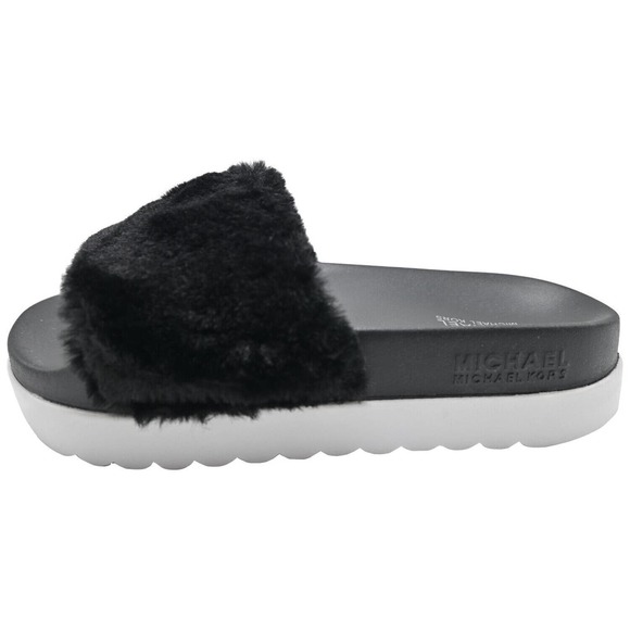 Michael Kors TRIXIE Short Faux Fur Slide Sandal Black 5/6/7/8/9/10 Nib - Picture 1 of 6